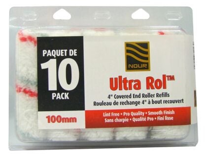 Nour Z 4U05-10 Roller Refill Pack, 3/8 in Thick Nap, 4 in L, Fabric Cover, Gray/Red