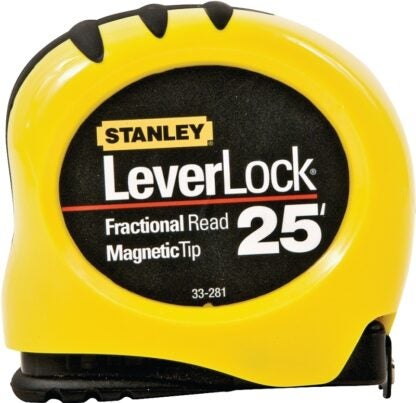 STANLEY STHT33281L Tape Measure, 25 ft L Blade, 1 in W Blade, Steel Blade, ABS Case, Black/Yellow Case