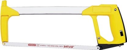 STANLEY 15-113 Hacksaw, 12 in L Blade, 24 TPI, 3-7/8 in D Throat, Plastic/Rubber Handle