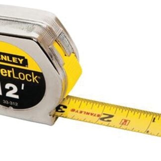 STANLEY POWERLOCK Series 33-312 Measuring Tape, 12 ft L Blade, 3/4 in W Blade, Steel Blade, Metal Case