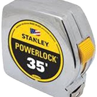 STANLEY 33-835 Measuring Tape, 35 ft L Blade, 1 in W Blade, Steel Blade, ABS Case, Chrome Case