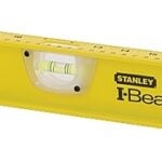 STANLEY 42-328 I-Beam Level, 48 in L, 3-Vial, 2-Hang Hole, Non-Magnetic, Aluminum, Black/Yellow