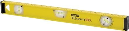 STANLEY 42-328 I-Beam Level, 48 in L, 3-Vial, 2-Hang Hole, Non-Magnetic, Aluminum, Black/Yellow