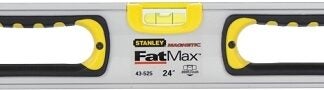 STANLEY 43-525 Box Beam Level, 24 in L, 3-Vial, 2-Hang Hole, Magnetic, Aluminum, Silver/Yellow