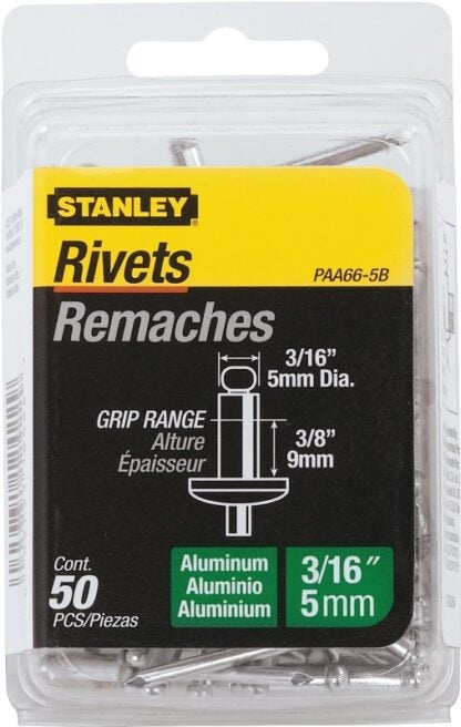 STANLEY PAA66-5B Pop Rivet, Reusable, Aluminum