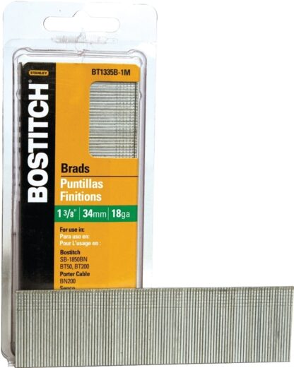 Bostitch BT1335B-1M Nail, 1-1/2 in L, 18 Gauge, Steel, Coated, Brad Head, Smooth Shank Sells in Quantity of 10