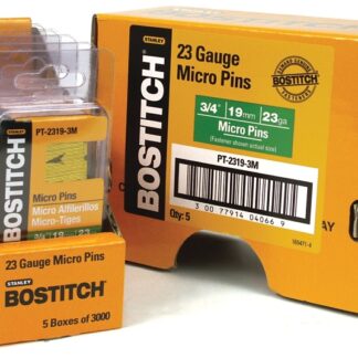 Bostitch PT-2319-3M Pin Nail, 0.64 in Dia, 3/4 in L, 23 ga Thick, Steel, Bright