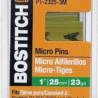 Bostitch PT-2325-3M Pin Nail, 0.64 in Dia, 1 in L, 23 ga Thick, Steel, Bright