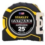 Fatmax FMHT33338L Tape Measure, 25 ft L Blade, 1-1/4 in W Blade, Steel Blade, ABS Case, Black/Yellow Case