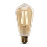 Feit Electric ST19/VG/LED LED Bulb, Decorative, ST19 Lamp, 60 W Equivalent, E26 Lamp Base, Dimmable, Amber Sells in Quantity of 4