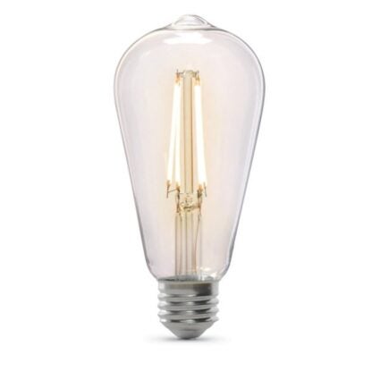 Feit Electric ST19CL927CA/DD/FILED Dusk-to-Dawn Filament LED Bulb, Straight Tubular, ST19 Lamp, E26 Lamp Base