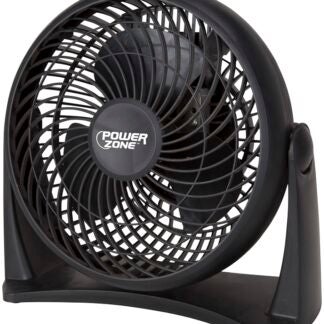 PowerZone AC-08 Turbo Fan, 120 VAC, 8 in Dia Blade, 3-Blade, 3-Speed, 90 deg Rotating, Black