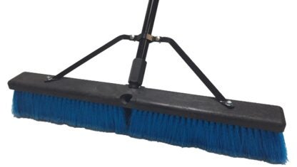 Simple Spaces 93200 Push Broom, 24 in Sweep Face, 3 in L Trim, Polypropylene Bristle, 60 in L, Threaded with Brace