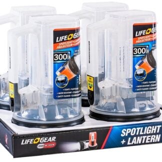 LifeGear 41-3975 Spotlight and Lantern, AA Battery, LED Lamp, 300 Lumens, 20 hr Max Runtime, Clear