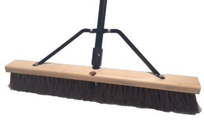 Simple Spaces 93220 Push Broom, 24 in Sweep Face, 3 in L Trim, Palmyra Bristle, 60 in L, Threaded with Brace