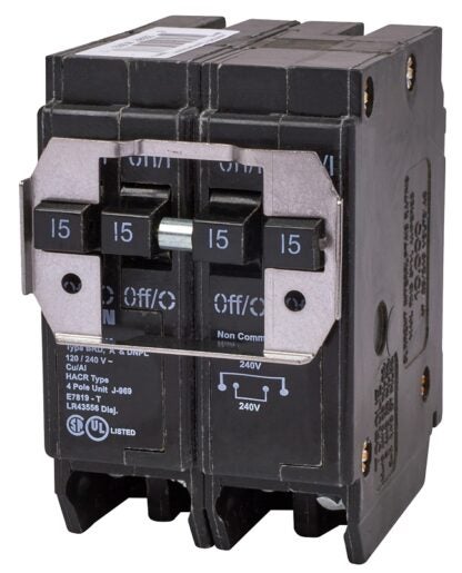 Eaton DNPL215215 Circuit Breaker, Quad Type DNPL, 15 A, 4-Pole, 120/240 VAC, Long Time, Instantaneous, Independent Trip