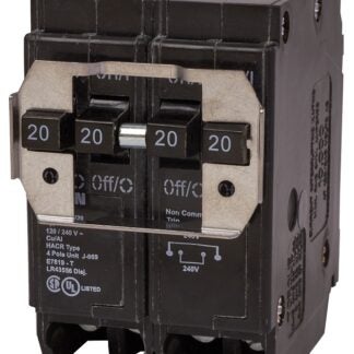 Eaton DNPL220220 Circuit Breaker, Quad Type DNPL, 20 A, 4-Pole, 120/240 VAC, Long Time, Instantaneous, Independent Trip