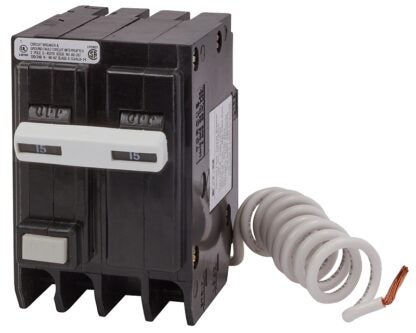 Eaton GFTCB215 Circuit Breaker, GFCI, Type GFTCB, 15 A, 2-Pole, 120/240 VAC, Common, Long Time, Instantaneous Trip