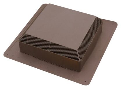 Duraflo 60PRO50BR Roof Vent, 18-3/8 in OAW, 50 sq-in Net Free Ventilating Area, Polypropylene, Brown