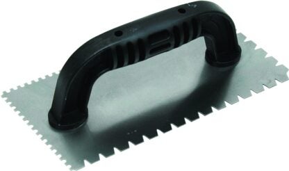 QLT 238 Trowel, 9 in L, 4 in W, Flat V and U Notch