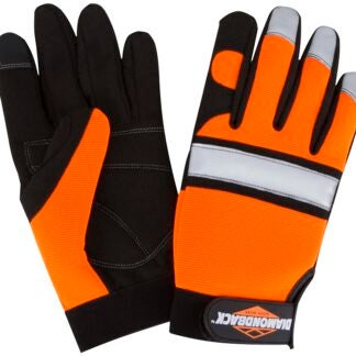 Diamondback 5959M Touchscreen Hi Visibility Mechanics Gloves, M, 55% Synthetic Leather 30% Spandex 10% Reflective Fabric 5% Elastic Band