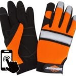 Diamondback 5959L Touchscreen Hi Visibility Mechanics Gloves, L 55% Synthetic leather 30% Spandex 10% Reflective Fabric 5% Elastic Band