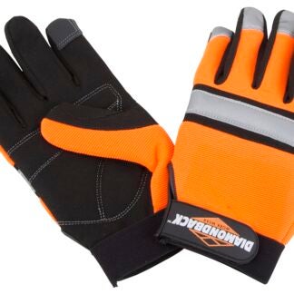 Diamondback 5959XL Touchscreen Hi Visibility Mechanics Gloves, XL, 55% Synthetic Leather 30% Spandex 10% Reflective Fabric 5% Elastic Band