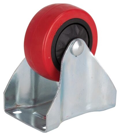 ProSource JC-380-G Rigid Caster, 3 in Dia Wheel, 30 mm W Wheel, PU Wheel, Red, 176 lb, Steel Housing Material