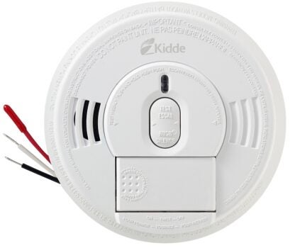 Kidde P1276CA Smoke Alarm, 10 ft, LED Display, 85 dB, Alarm: Audio, Ionization Sensor, Bracket Mounting, White