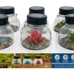 Boston Harbor 26147 Jar, Ni-Mh Battery, 1-Lamp, LED Lamp, Glass Stone Succulent Stainless Steel Fixture Sells in Quantity of 6