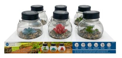 Boston Harbor 26147 Jar, Ni-Mh Battery, 1-Lamp, LED Lamp, Glass Stone Succulent Stainless Steel Fixture Sells in Quantity of 6