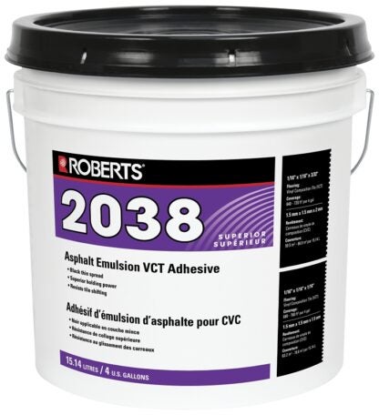 Roberts 2038RB015 Asphalt Emulsion Adhesive, Black, 4 gal Pail