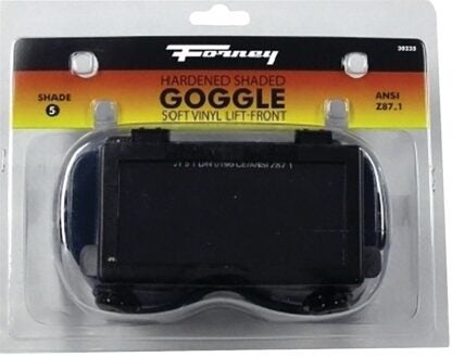 Forney 55320 Welding Goggles, 4-1/4 in L x 2 in W Lens, Glass Lens, Clear Lens, #5 Lens, Plastic Frame