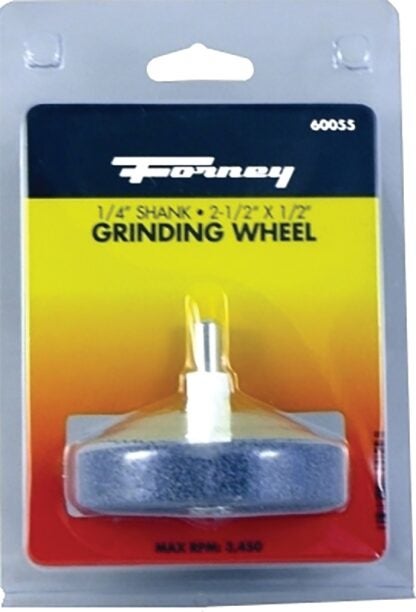 Forney 60055 Grinding Wheel, 1/2 x 2-1/2 in Dia, 1/4 in Arbor/Shank, 60 Grit, Coarse, Aluminum Oxide Abrasive