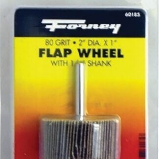 Forney 60185 Flap Wheel, 2 in Dia, 1 in Thick, 1/4 in Arbor, 80 Grit, Aluminum Oxide Abrasive