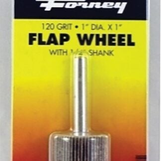 Forney 60192 Flap Wheel, 1 in Dia, 1 in Thick, 1/4 in Arbor, 120 Grit, Aluminum Oxide Abrasive