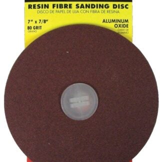 Forney 71656 Sanding Disc, 7 in Dia, 7/8 in Arbor, Coated, 80 Grit, Medium, Aluminum Oxide Abrasive