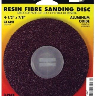 Forney 71667 Sanding Disc, 4-1/2 in Dia, 7/8 in Arbor, Coated, 24 Grit, Extra Coarse, Aluminum Oxide Abrasive