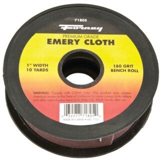 Forney 71805 Bench Roll, 1 in W, 10 yd L, 180 Grit, Premium, Aluminum Oxide Abrasive, Emery Cloth Backing