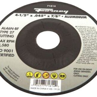 Forney 71814 Cut-Off Wheel, 4-1/2 in Dia, 0.045 in Thick, 7/8 in Arbor, 46 Grit, Medium, Aluminum Oxide Abrasive