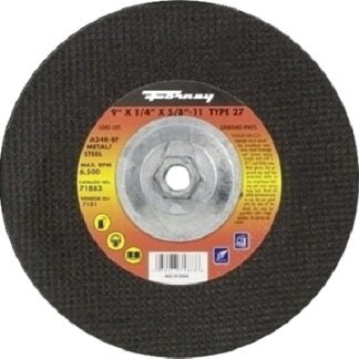 Forney 71883 Grinding Wheel, 9 in Dia, 1/4 in Thick, 5/8-11 in Arbor, 24 Grit, Coarse, Aluminum Oxide Abrasive