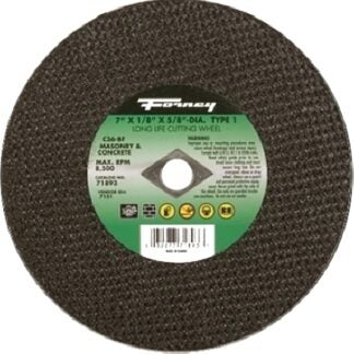 Forney 71893 Cut-Off Wheel, 7 in Dia, 1/8 in Thick, 5/8 in Arbor, 24 Grit, Coarse, Silicone Carbide Abrasive