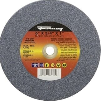 Forney 72400 Bench Grinding Wheel, 6 in Dia, 1 in Arbor, 60 Grit, Medium, Aluminum Oxide Abrasive