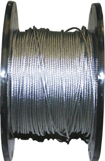 Ben-Mor 80033 Aircraft Cable, 3/32 in Dia, 500 ft L, 920 lb Working Load, Carbon Steel, Galvanized