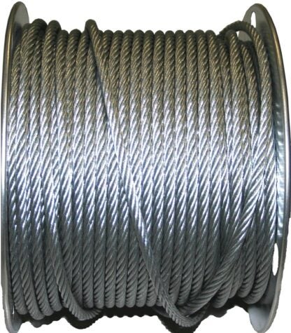 Ben-Mor 82045 Aircraft Cable, 1/4 in Dia, 250 ft L, 1400 lb Working Load, Carbon Steel, Galvanized