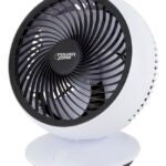 PowerZone QT-U608C USB Oscillating Fan, 5 VAC, 6 in Dia Blade, 3-Speed, 90 deg Rotating, White