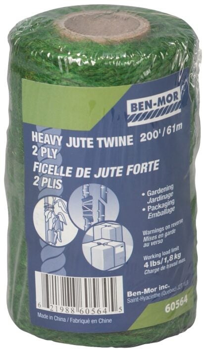 Ben-Mor 60564 Twine, 200 ft L, Jute, Green Sells in Quantity of 6