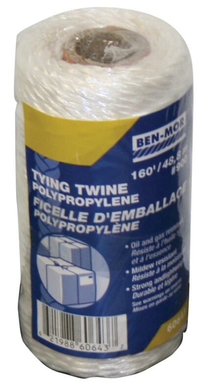 Ben-Mor 60643 Twine, 160 ft L, Polypropylene, White, Tube Sells in Quantity of 6