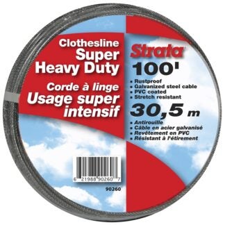 Ben-Mor 90260 Super Heavy-Duty Clothesline, 100 ft L, Steel, Clear Sells in Quantity of 6