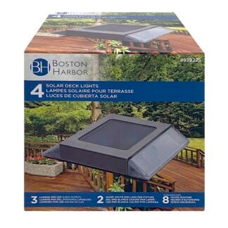 Boston Harbor 26084 Solar Deck Light, NI-Mh Battery, AA Battery, 2-Lamp, Stainless Steel and Plastic Fixture